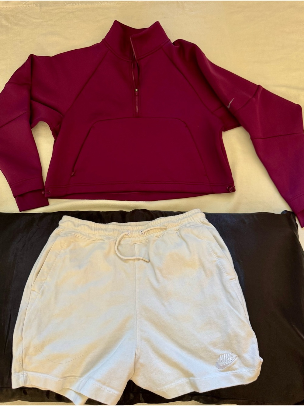 Nike White Drawstring Shorts and Nike dry fit 1/4 zip